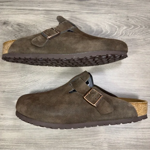 Birkenstock Boston Mocha Suede Clogs Soft Flat Comfort Casual Men’s Size 10-10.5 - Picture 2 of 10